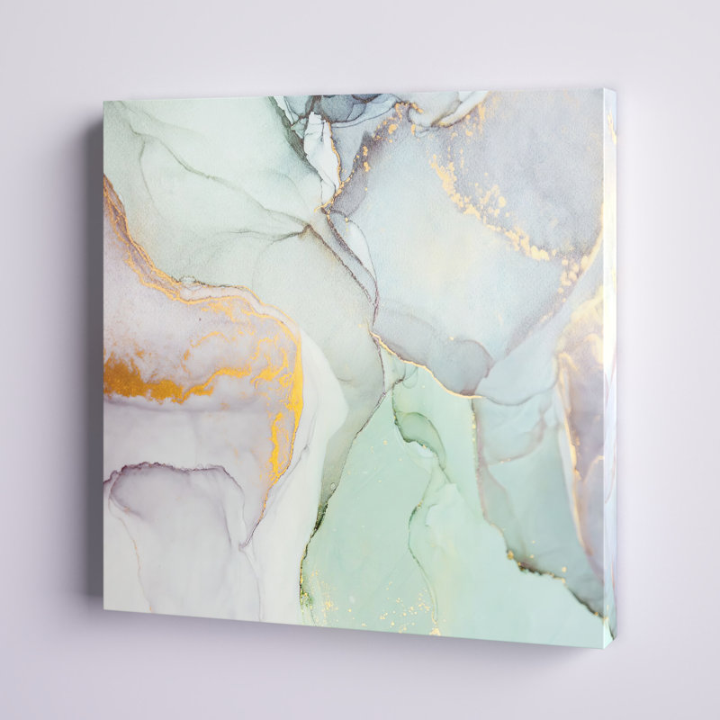 «Painted Blue Green Marble», reproduction d'art sur toile tendue, H 12 po x l 12 po