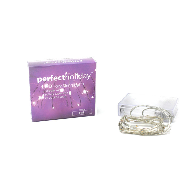 20 Light LED Battery String Light, Pink
