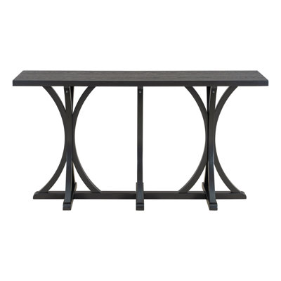 Console en bois de 152 cm (59,8 po) avec plateau plaqué, table d'entrée de style champêtre avec pieds fins et incurvés en bois d'hévéa, pour salon, entrée, couloir, salle à manger.