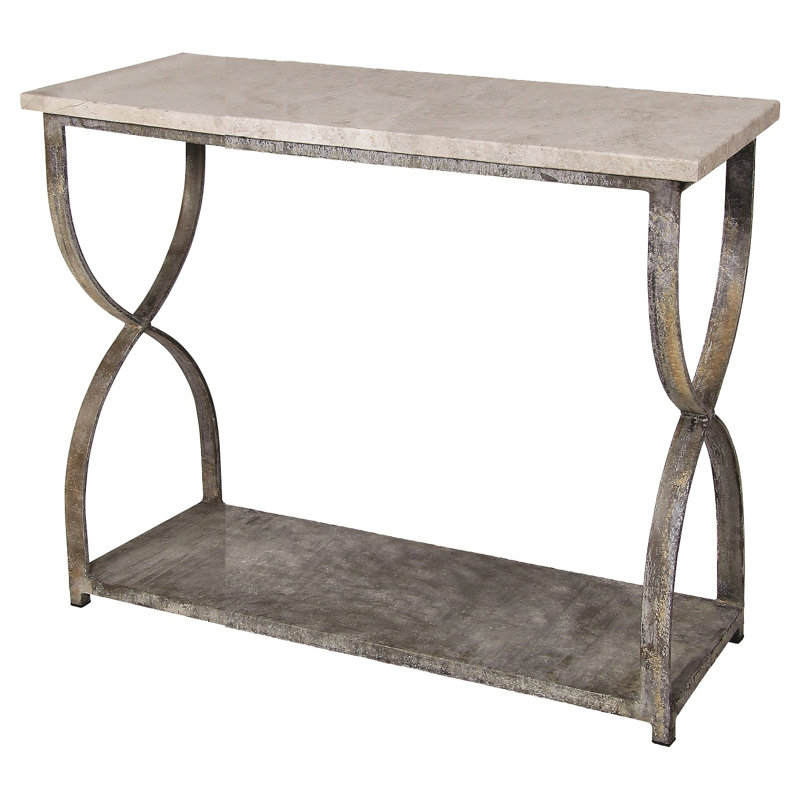 Mary Belle 45" Console Table, Lite Travertine, Deep Ocean