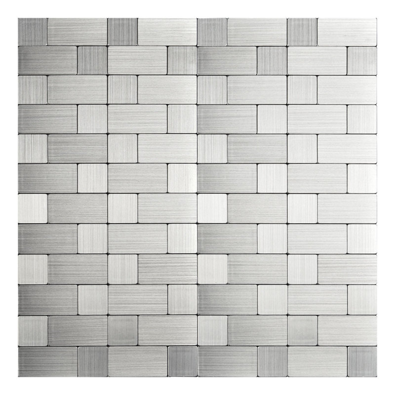 Carreau de mosaïque auto-adhésif en métal l 12 po x L 12 po, dosseret en métal pour cuisine, 10 feuilles