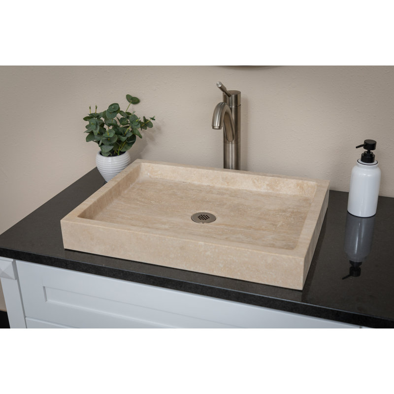 Lavabo de salle de bain vasque rectangulaire en pierre de travertin Honed