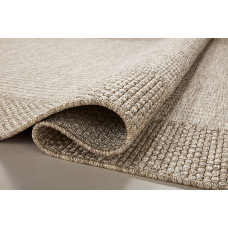 Natural Beige 8' x 10' Rectangular Indoor/Outdoor Rug with Fringe