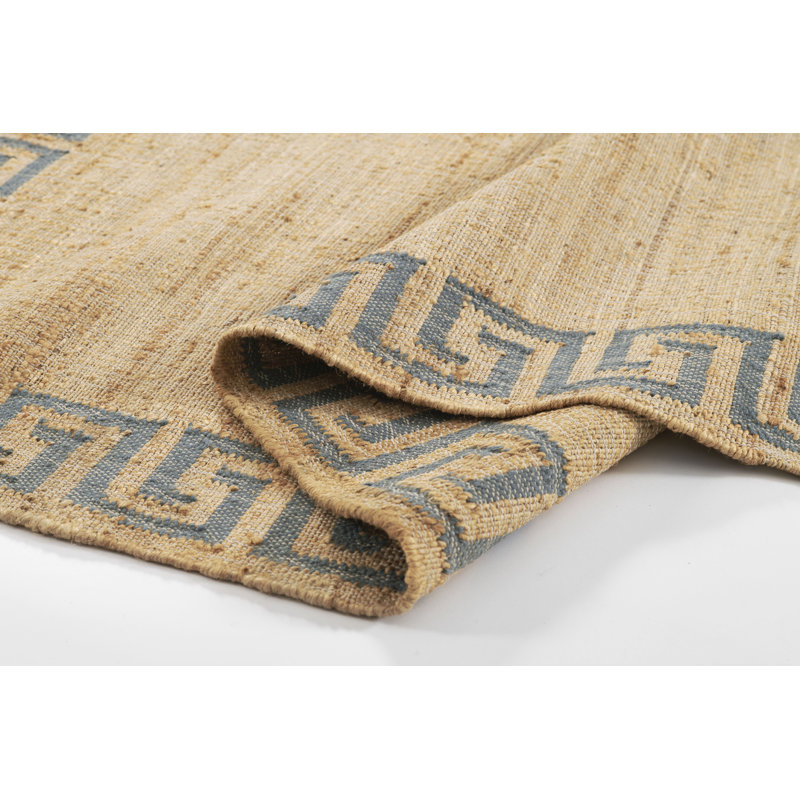 Erin Gates by Momeni Orchard Greek Key Jute and Wool Hand Woven Blue Area Rug, Rectangle 10' x 14'