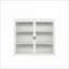 Armoires murales avec rangement moderne à deux portes et trois niveaux en verre blanc L 27,56 po x l 9,06 po x H 23,62 po | Métal | Verre trempé-389439342