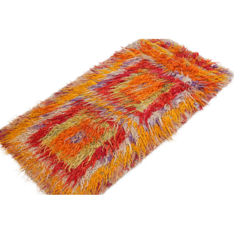 Wool Area Rug in Red/Orange/Gold