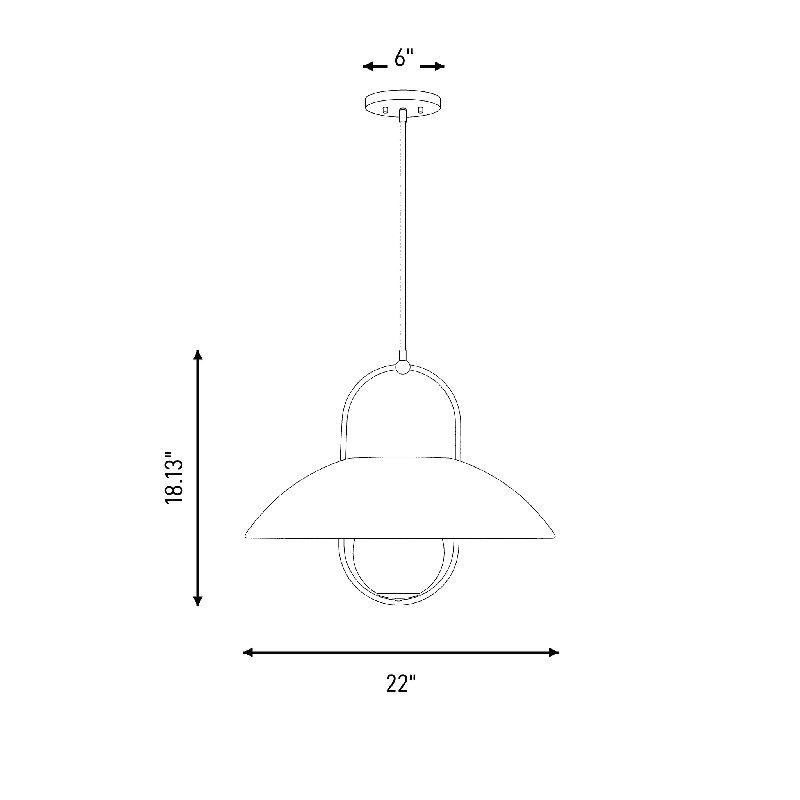 Luminaire suspendu 1 lumière Lorix en laiton chaud, Warm Brass