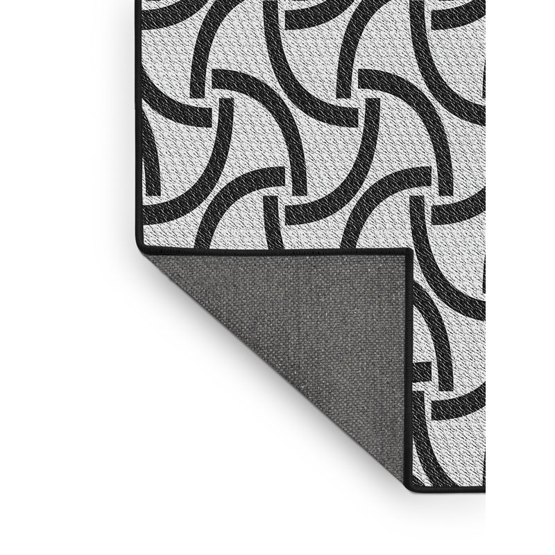 Tapis noir/beige à motifs, Rectangle 4 pi x 6 pi