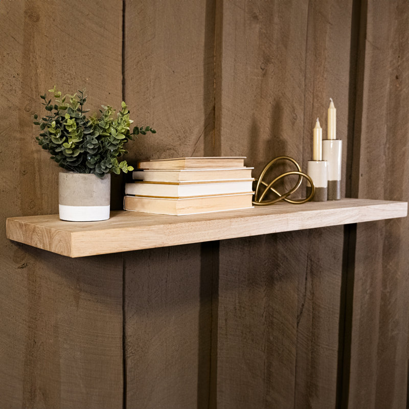 Unfinished Hevea Prong Floating Shelf, 1.5" H x 48" W x 6" D