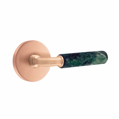 Ensemble de leviers de passage Emtek Select, rosette à disque, tige R-Bar, poignée en marbre vert, l 6 po x L 6 po