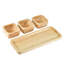 Ensemble de 3 assiettes à en-cas fonctionnelles en bois d'hévéa brun
