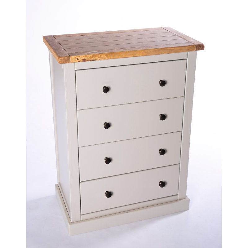 Phelps 70cm W 4 - Drawer Chest of Drawers, Grey/White, Brass