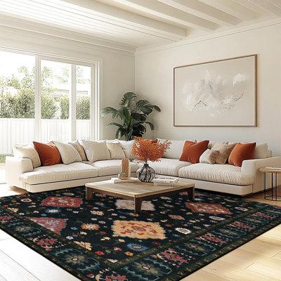 Tapis intérieur / extérieur lavable noir à poils courts rétro pour mariage