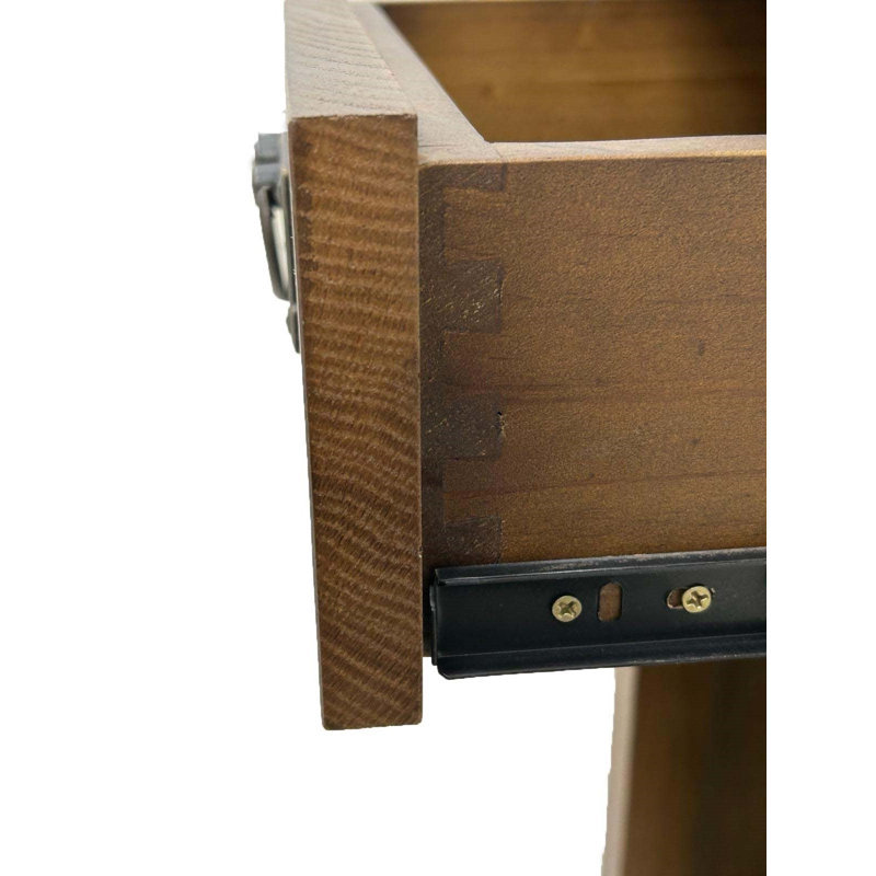Arts And Crafts Solid Wood End Table with Storage