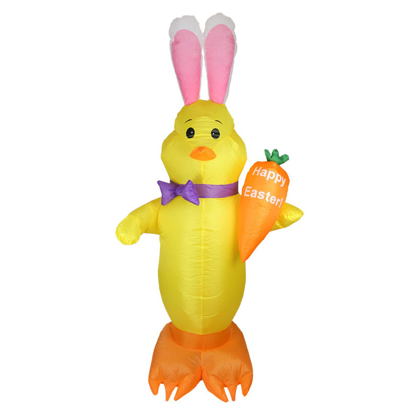 Décoration extérieure de Pâques gonflable lumineuse 6 pi jaune et orange avec carotte Pâques