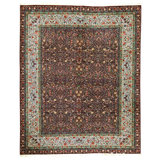 Hand Knotted Wool Oriental Area Rug in Plum And Ivory
