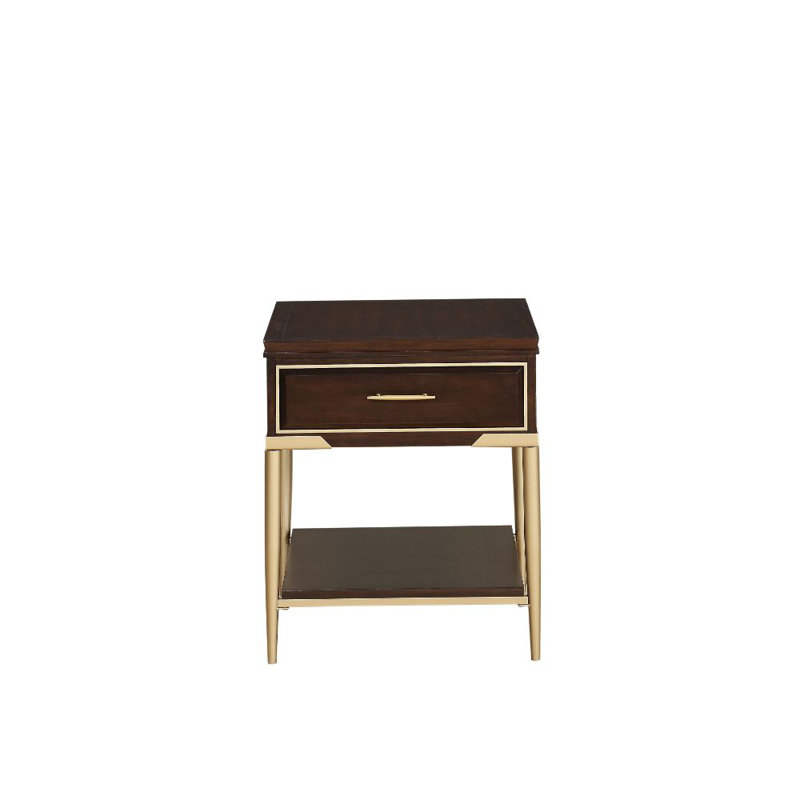Solid Wood Top End Table with Storage
