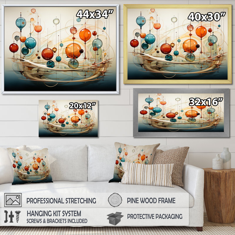 «Kinetic Art Mobile Symphony» sur impression sur toile, Cadre simple noir, H 34 po x l 44 po x P 1,5 po