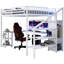 Grand lit mezzanine en métal blanc avec 16 lumières DEL statiques, charge et télécommande de bureau - vitesse réglable, sous rangement