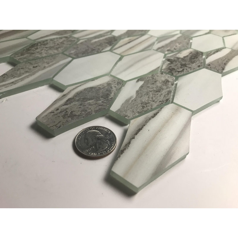 Art Deco Urban Corteccia Elongated Hexagon 2" x 3" Glass Mosaic Tile