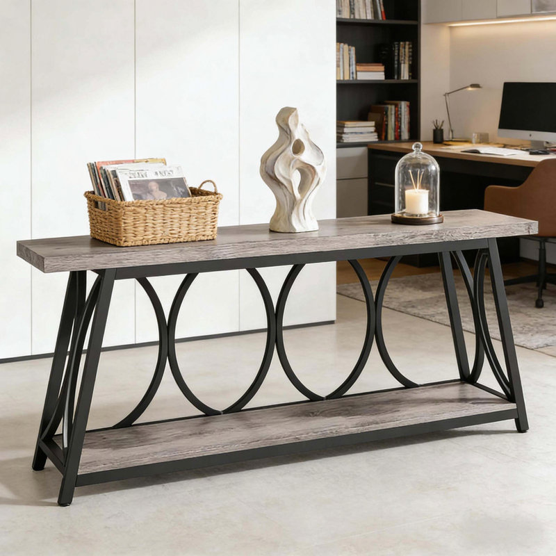 Console de couloir vintage à 2 niveaux, canapé d'appoint robuste | Idée de cadeau