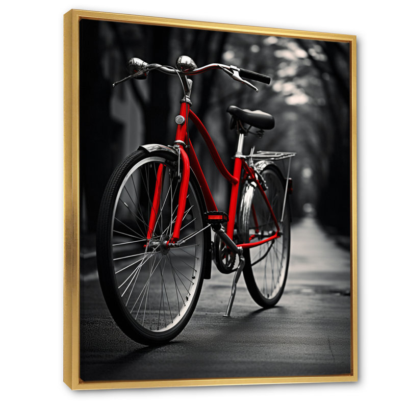 Vélo, bicyclette, bonheur III - impression, H 44 po x l 34 po x P 1,5 po, Cadre flottant doré