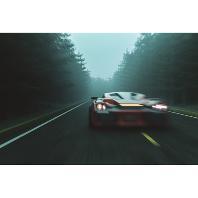 Speeding Generic Sports Car 1 Piece Wrapped Canvas Wall Art