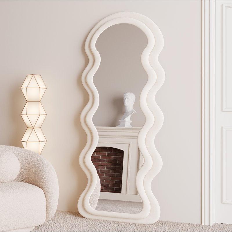 Glass Wavy Mirror, White