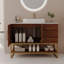 Meuble-lavabo moderne de 36 po avec lavabo vasque en céramique, armoire d'appoint dorée-862840530