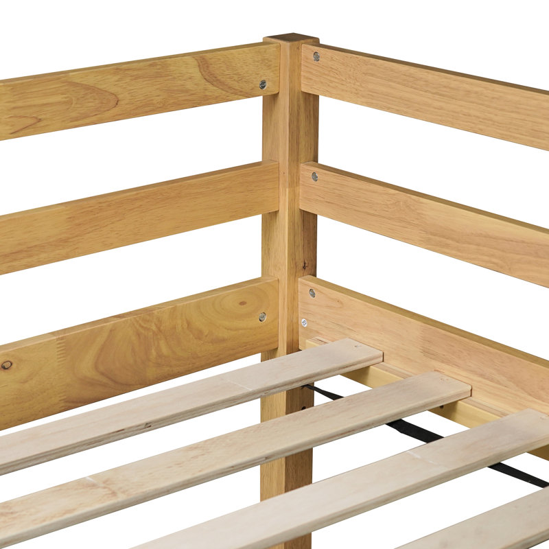 Rubber Wood Twin Loft Bed, , Strengthened Slats, Low - Height Design, Large Under Bed Storage Area, Classic Color Combination For Bedroom Solid Structure, Height, Ample Tidiness, Modern Simple