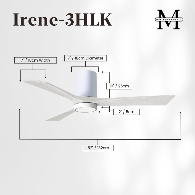 Irene LED Ceiling Fan, Matte White, Gloss White, 52"