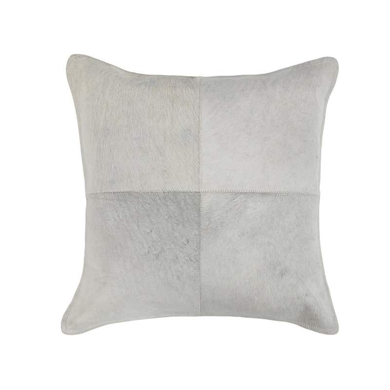 Canada 20" Natural Hide Throw Pillow, Chestnut, Ivory