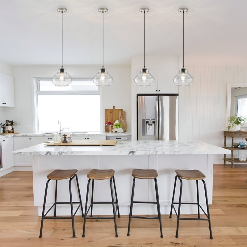 Berngar 1 - Light Nickel Kitchen Island Pendant, Clear