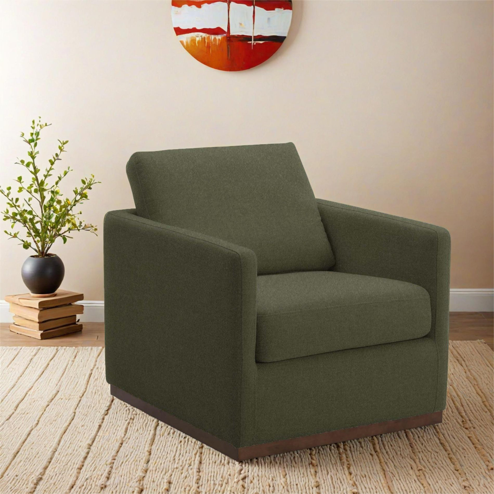 Bobbi Upholstered Swivel Armchair, Vesper Forest Velvet