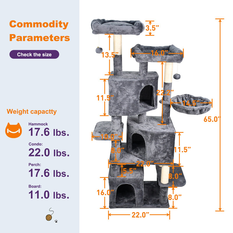 Arbre à chat et condos avec hamac 57 po GOOPAWS