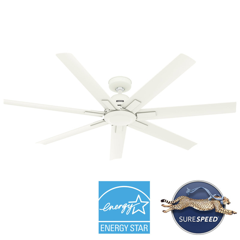 72" 7 - Blade ENERGY STAR Damp Rated Standard Ceiling Fan with Wall Control, Matte White