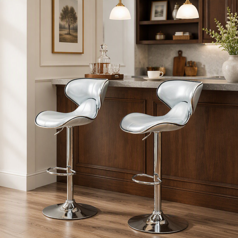 Ensemble de 2 tabourets pivotants réglables Masaccio avec base chromée Airlift