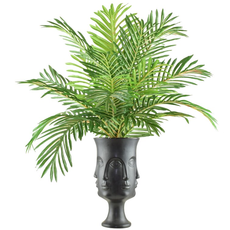 28'' Faux Palm Plant in Ceramic Vase