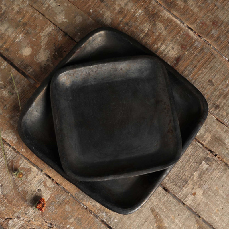 Assiette carrée Union Rustic Lenneke Stone, H 0,95 po x l 9,5 po x P 9,5 po