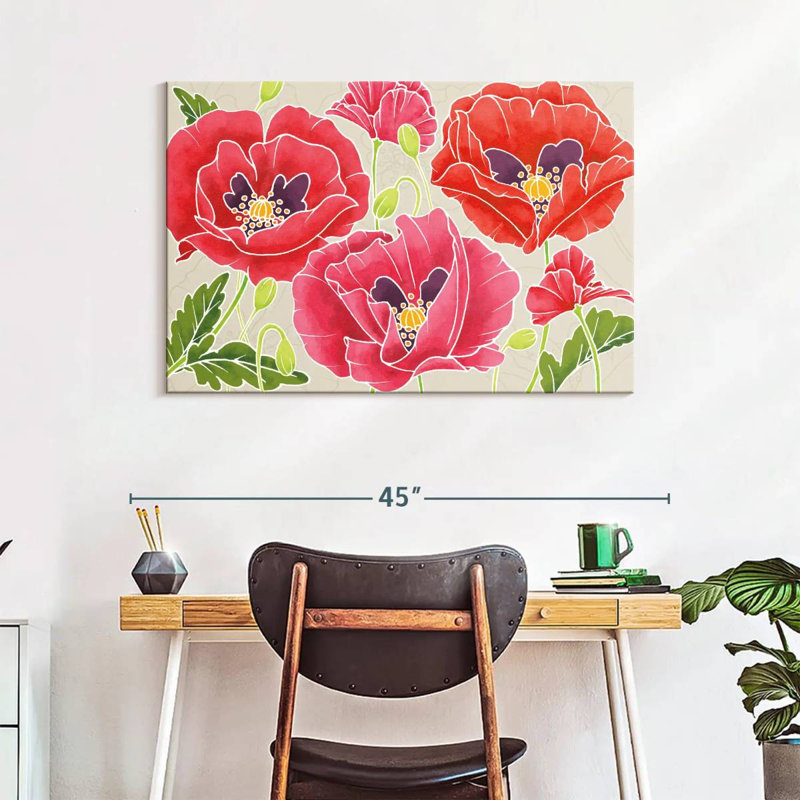 Kerner Sunshine Poppies, 26" H x 39" W