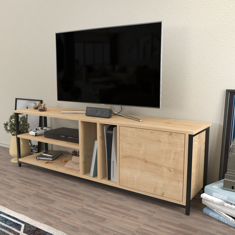 Annatina TV Stand for TVs up to 70", Black/Oak