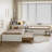 Modern L-Shaped Platform Bed with Trundle, Storage Cabinets, Desk, and LED Reading Light, No Box Spring Needed-97814229