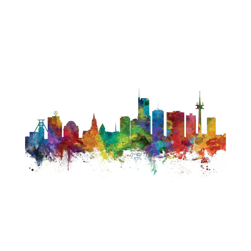 Essen, Germany Skyline by Michael Tompsett - Wrapped Canvas Gallery-Wrapped Canvas Giclée, 20.32 cm H x 30.48 cm W