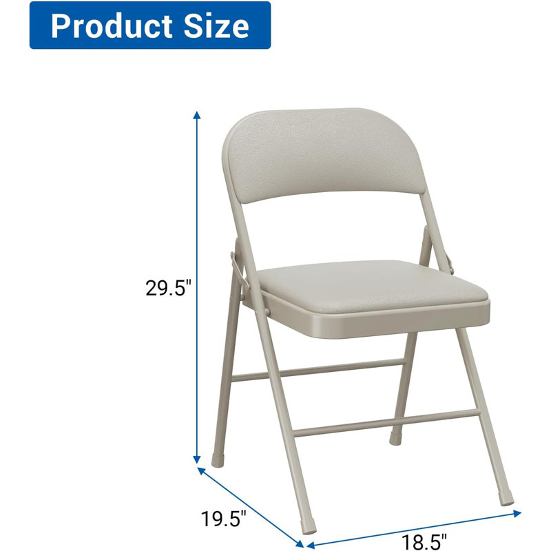 Ensemble de 6 chaises pliantes en métal avec coussin et dossier rembourrés, sièges empilables portatifs à structure en acier, capacité de 350 lb