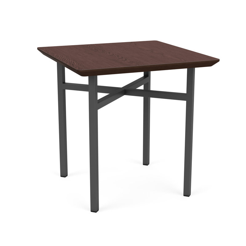 Avon Rx Healthcare Waiting Reception Square End Table Metal Frame 20X20" High Pressure Laminate Top, Cocoa Walnut, Charcoal