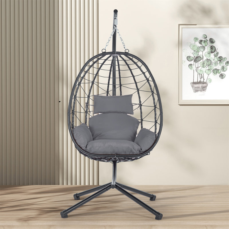 Fauteuil à œufs avec support Balancelle d'extérieur pour l'extérieur en osier