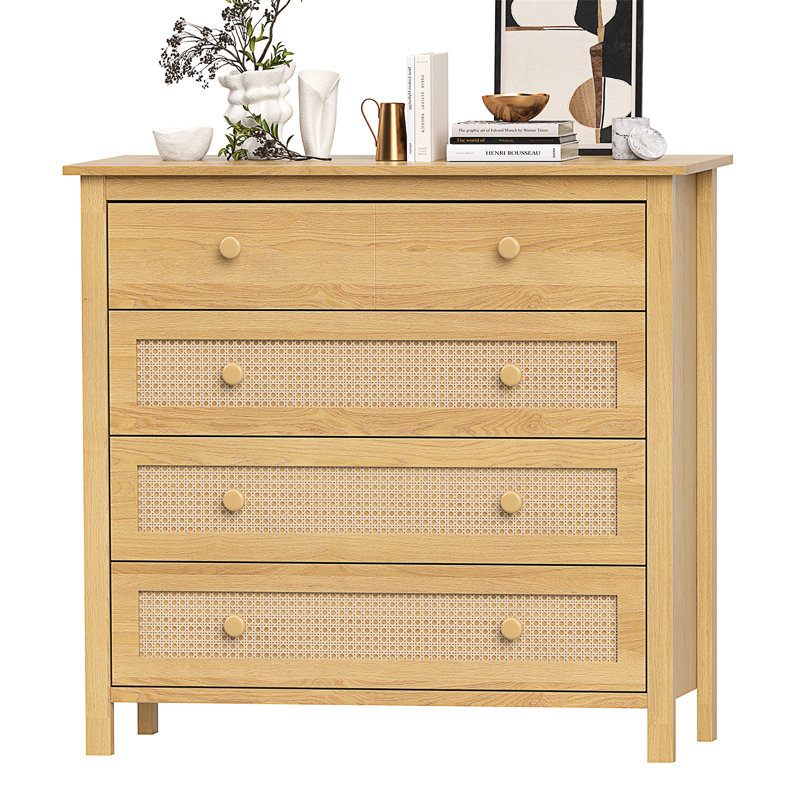 Sideboard Buffet Cabinet With 4 Drawers, Natural