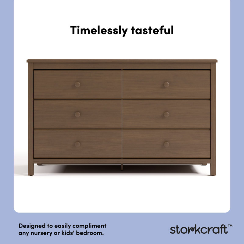 Alpine 6 Drawer Double Dresser, Hazelnut
