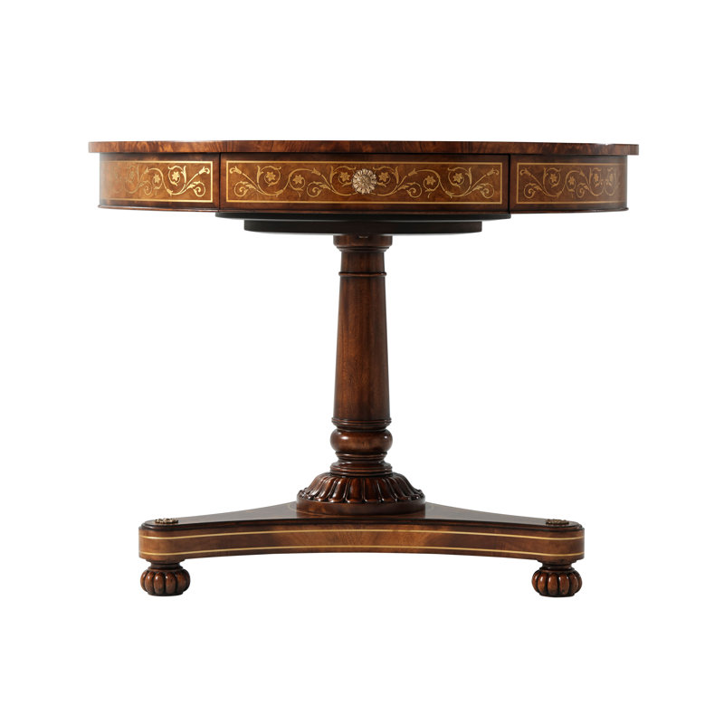 Regency Inspired Mahogany and Brass Round Dining Table