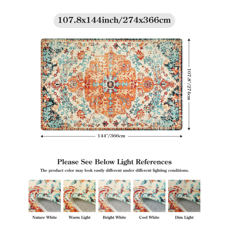 Govan Machine Washable Traditional Tribal Vintage Area Rugs, Rectangle 9' x 12'